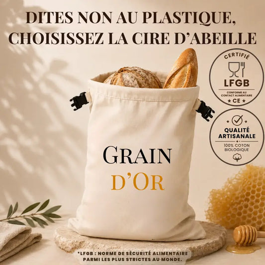 Sac en Cire d’Abeille – Grain d'Or™ | Le Pain Conservé Naturellement, Sans Plastique