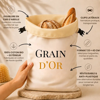 Sac en Cire d’Abeille – Grain d'Or™ | Le Pain Conservé Naturellement, Sans Plastique