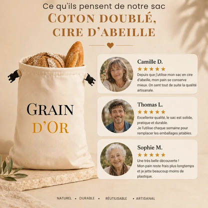 Sac en Cire d’Abeille – Grain d'Or™ | Le Pain Conservé Naturellement, Sans Plastique